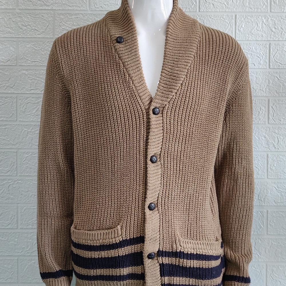 2024 Autumn Men's Casual Solid Color Half-High Collar Button Sweater