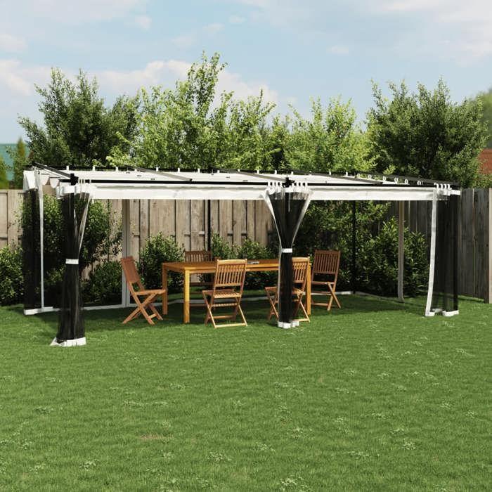 VidaXL Gazebo with Cream Mesh Walls 6x3 M Steel, Garden Gazebo, Patio Gazebo, Garden Pavilion, Gazebo 4003914