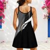 Women Plus Size Light Beige V Neck Double Straps Floral Printed Sleeveless Curved Hem Mini Dress