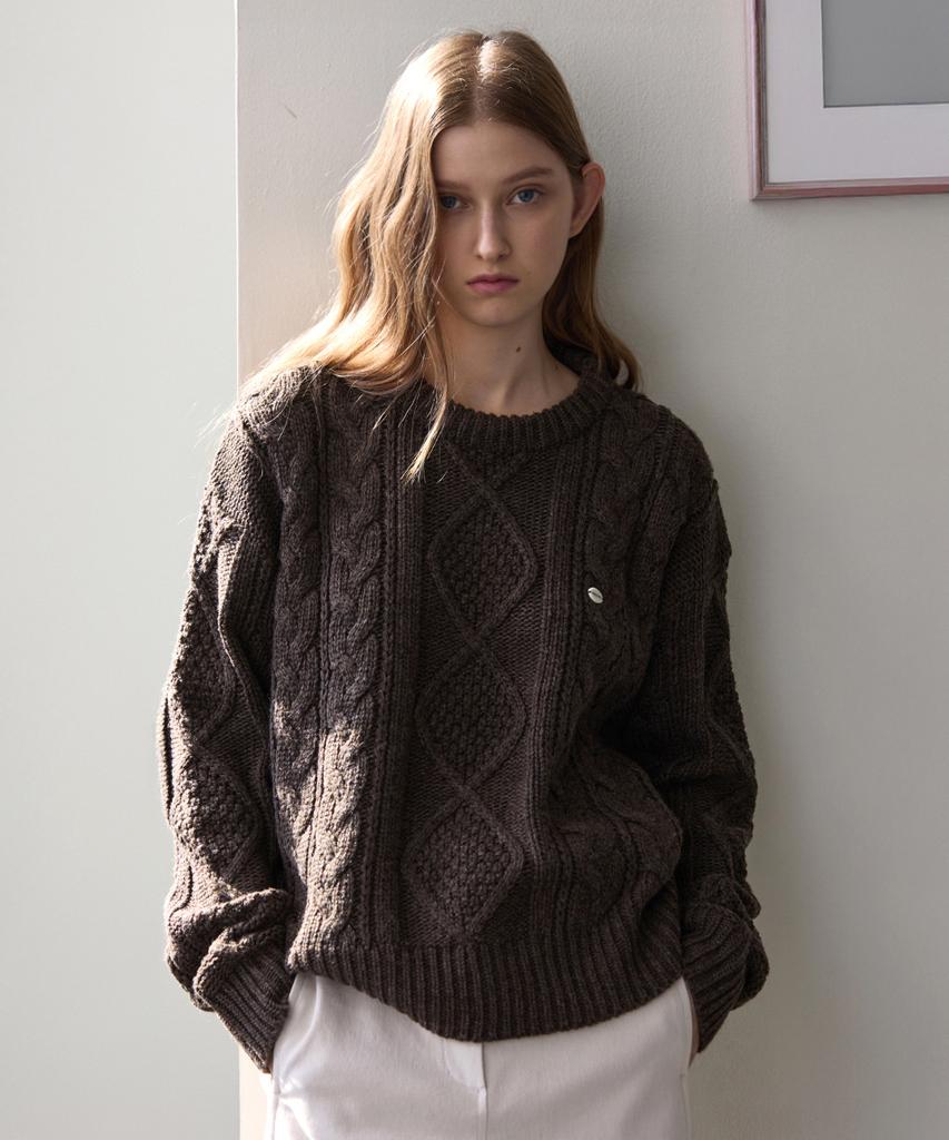 Edeuwodeubeollun Wool Cable Knit - Brown