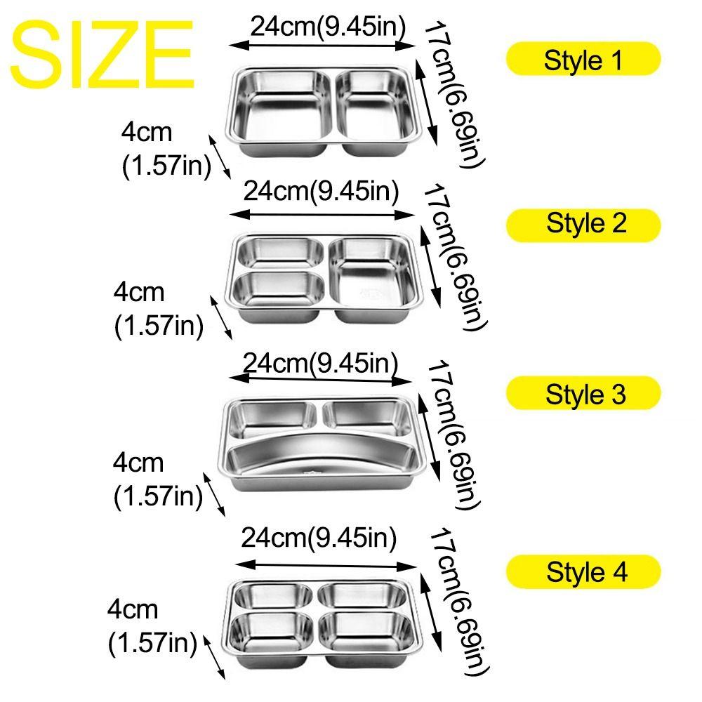 Stainless Steel Divided Lunch Box with Lid Lunch Container Fast Food Plate  Kitchen Tableware