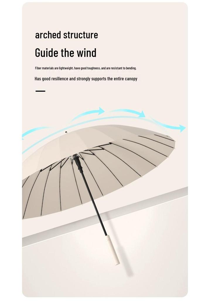 Extra Large Double Person 24-Rib Umbrella with Color-Matched Design and Long Handle