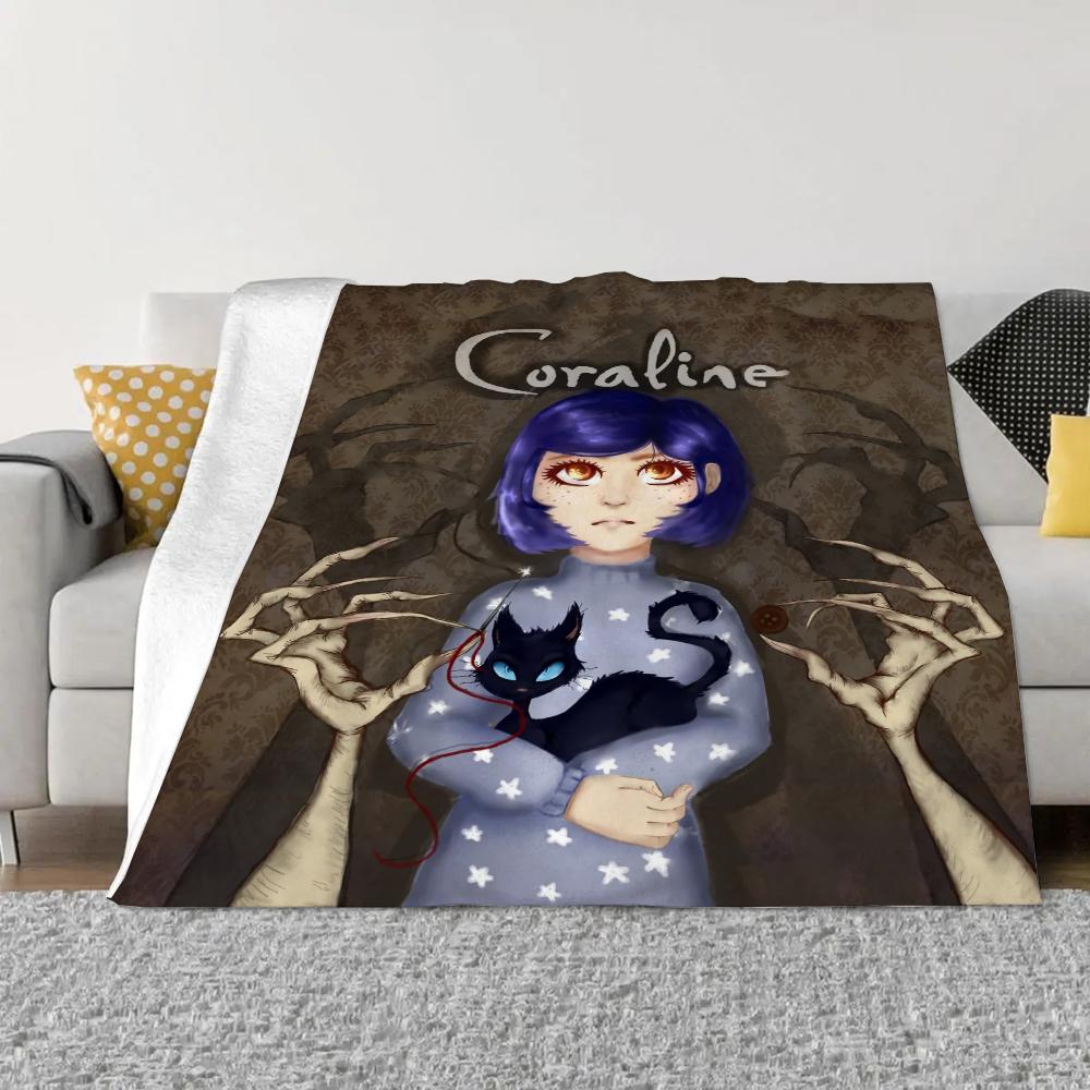 Coraline Fleece Blanket King Size Fluffy Soft Blankets & Throws Bed Throw Home Interior Microfiber Bedding Knitted Plaid Knee &