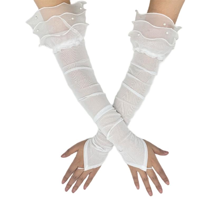 

Antique Long Fingerless Gloves for Women Evening Party Arm Sleeves Costume Arm Accessories for Weddings and Teaparties