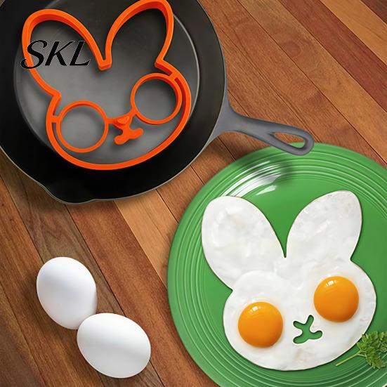 Novice Friendly Egg Mold Silicone Fried Mold, Bunny Shape, Non-Stick High Temperature Double Yolk Resistant Ring, for Eggs Pancakes Waffles Chocolate