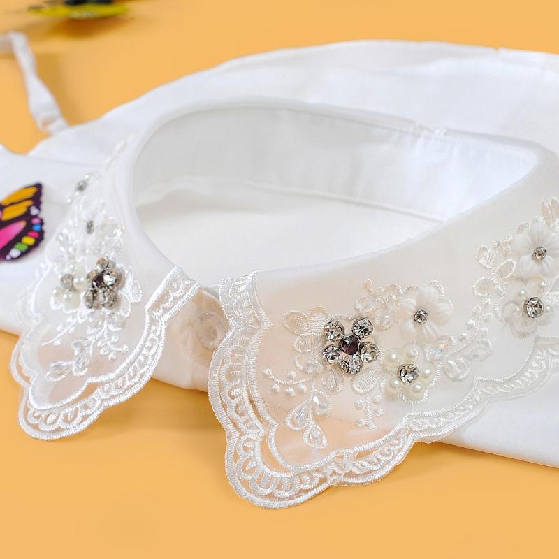 Vintage White False Collar With Beads Diamond Fake Collar Women Black Lace Detachable Collars Nep Kraagie Clothing accessories