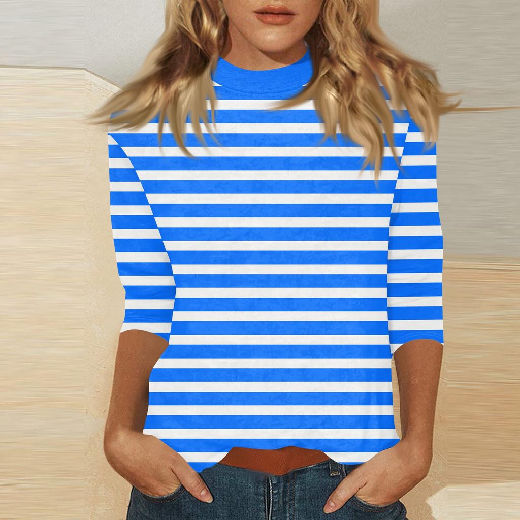 Damen Mock-Neck 3/4-Ärmel Bedrucktes Oberteil