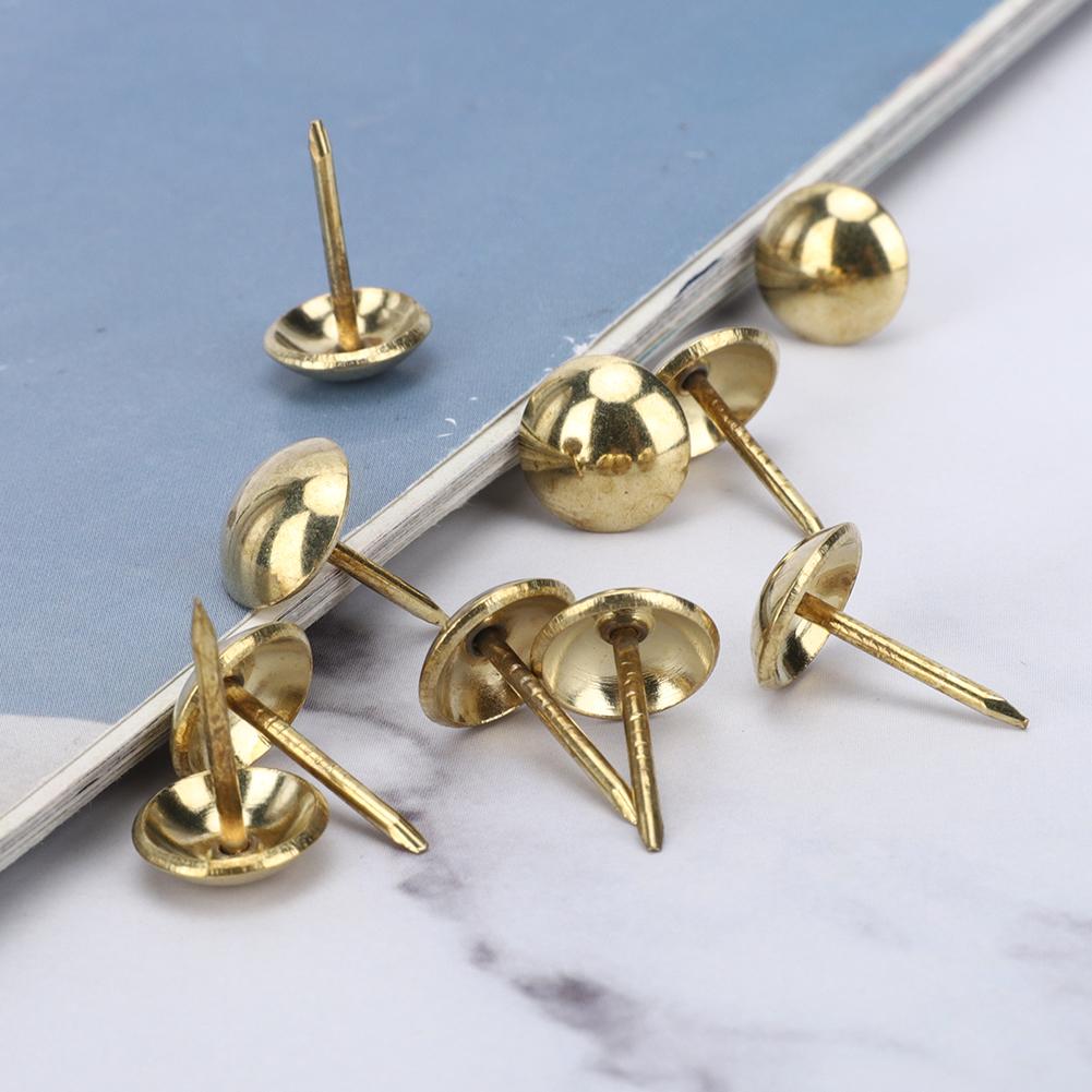 100Pcs Upholstery Nail Antique Brass Iron Furniture Decorative Drawing Pin Accessories 11x17mmGold