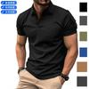 Mens Turn Down Collar Button Short Sleeve Solid Casual Sports Polo Shirt