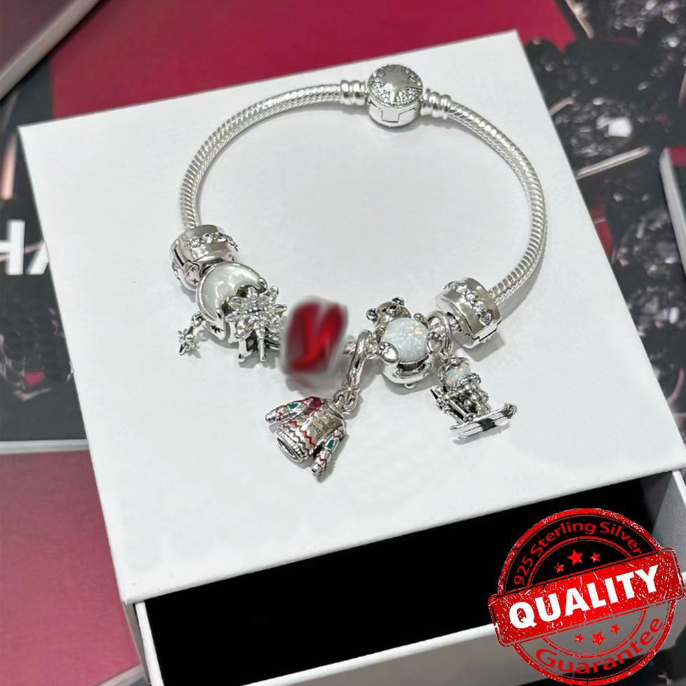 Winter 925 Sterling Silver Skiing Penguin Charm Fit Bracelets Necklaces Geometric Snowflake Beads Jewelry DIY Charm