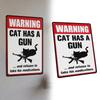 Warning Cat Has Gun Refuses Take Medication Vintage Metal Tin Signs Decorative Tin Signs Art Plaque Poster for Man Cave
