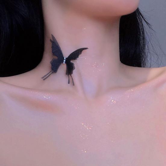 Butterfly Choker Necklace Boho Invisible Chain Butterfly Fairy Choker Transparent Fishing Line Necklace for Women Ladies