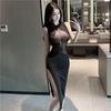 Seductive Women's See-Through Bodycon Dress - Sexy Nightclub Slimming Long Dress