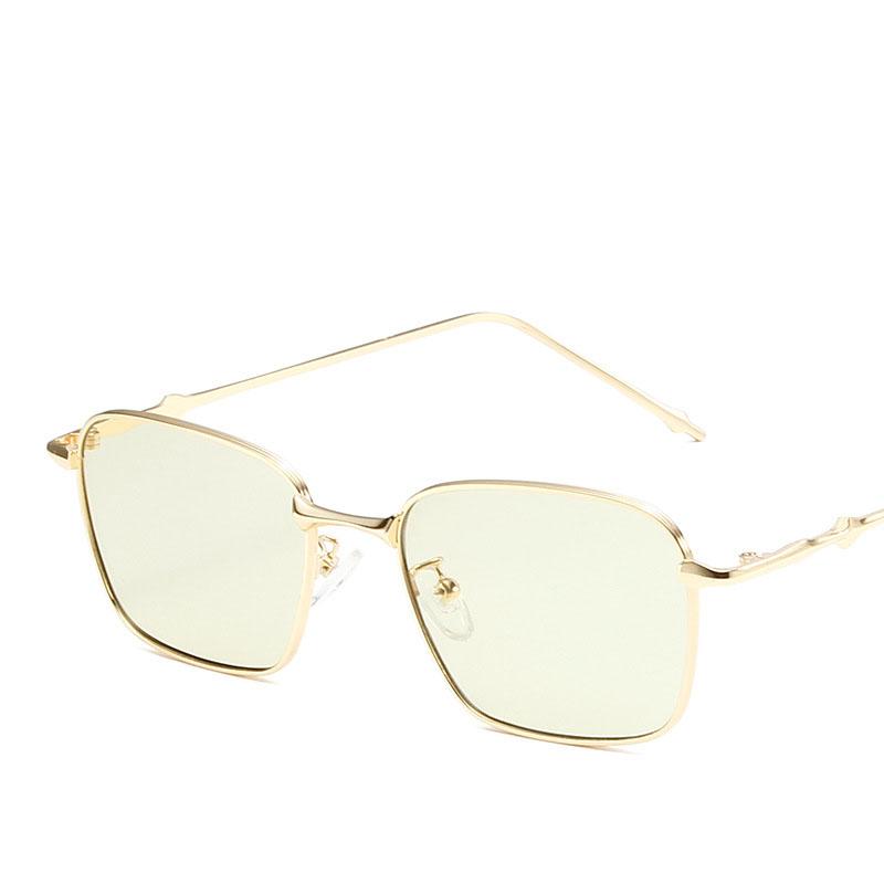 UV400 Rectangle Sunglasses Trendy High-Quality Metal Frame Punk Sun Glasses Travel Shades for Women & Men