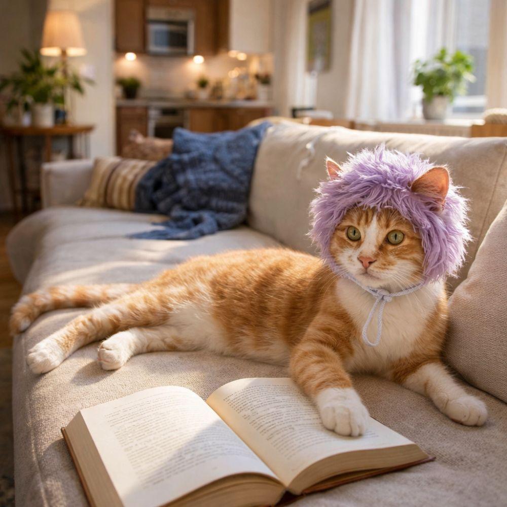 Polyester Pet Cat Wigs Cartoon Dog Hairpiece Party Dress-Up Dog Cosplay Hat Photo Props