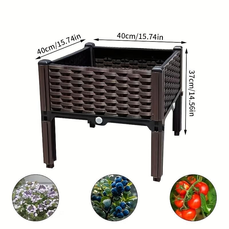 1/2 stuks Verhoogde Tuinbak met Poten, Traditionele Zwarte Gevlochten Plastic Container, Perfect Voor Tuinieren Buiten
