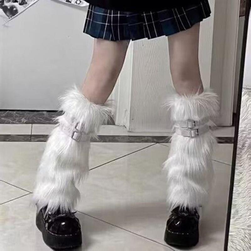 Womens Costume Buckle Faux Furs Warm Fuzzy Leg Warmers/Boot Sleeves/Boot Covers