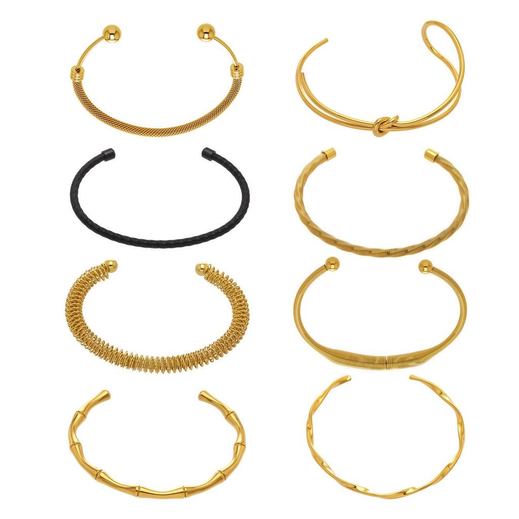 Stainless Steel Bamboo Joint Openable Bracelet - Unique European & American Design, High-Quality Texture
