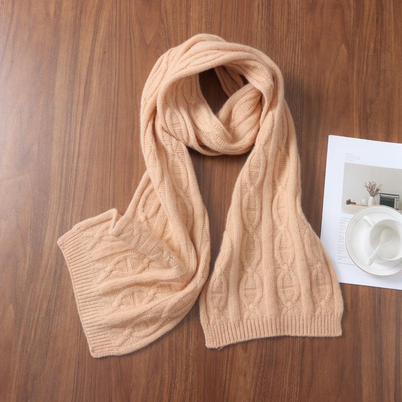 Autumn & Winter Pure Wool Scarf - Versatile Couple Style with Subtle Pig Nose Texture Cashmere Neck Warmer Shawl.