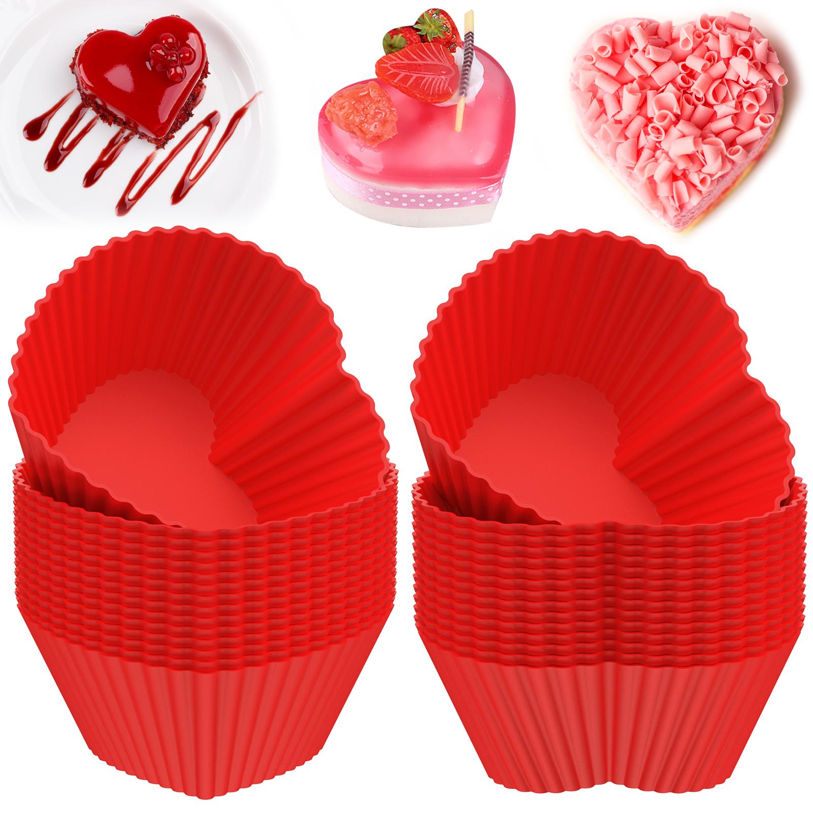 

30Pcs Silicone Heart Shaped Cupcake Liners Nonstick Muffin Baking Cup Mold Reusable Baking Pan for Valentine s Day Wedding Party