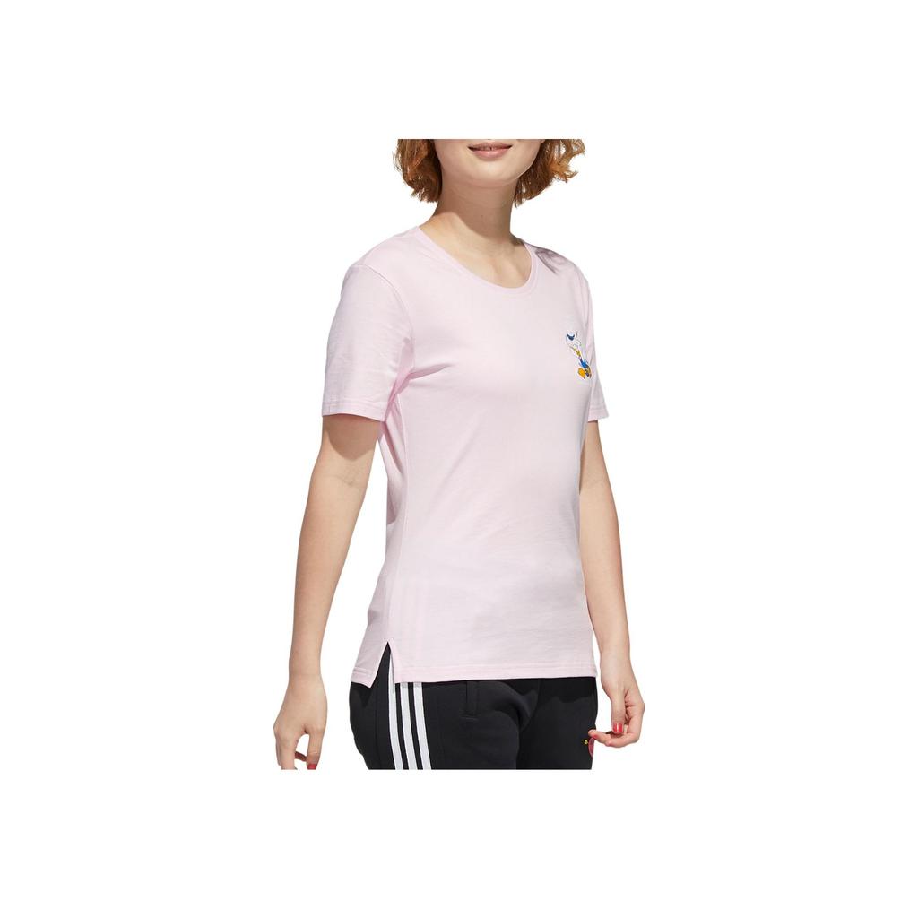 Adidas Neo Round Neck Comfortable Breathable Sports Casual Short Sleeve T-Shirt Women Tops Pink GJ5653