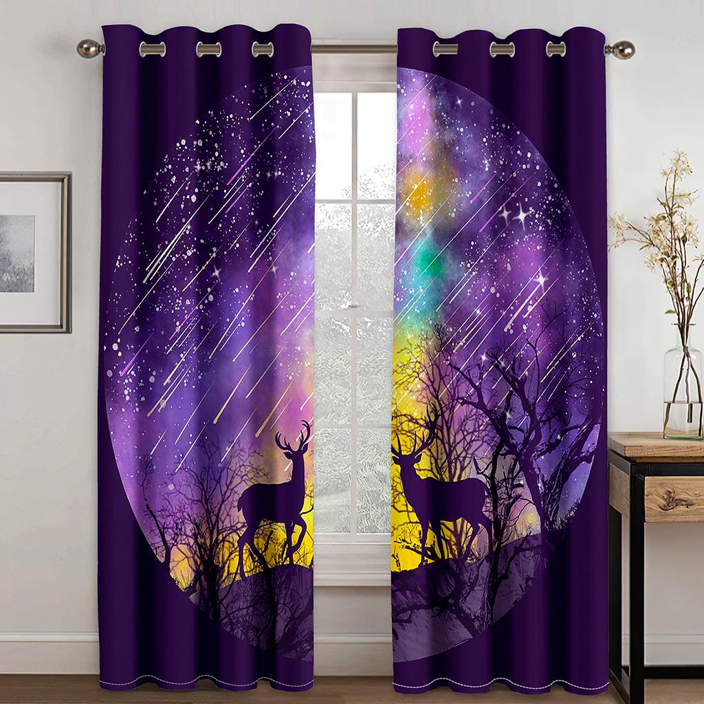 Representing the Success of the Horse 3D Digital Print Curtain Fabric Living Room Bedroom 90g Polyester Fiber Curtain Two Panels