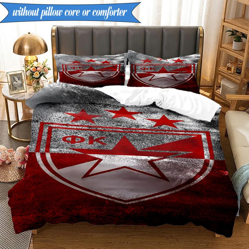 3PCS Crvena Zvezda Bedding Set 2D Printing (Includes 1 Duvet Cover + 2 Pillowcases Coreless), Bedroom decor,Fan Gift