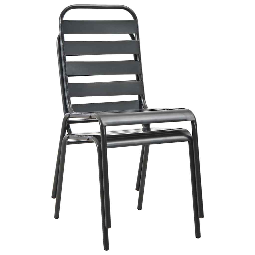 Stackable Garden Chairs 2 pcs Steel Gray