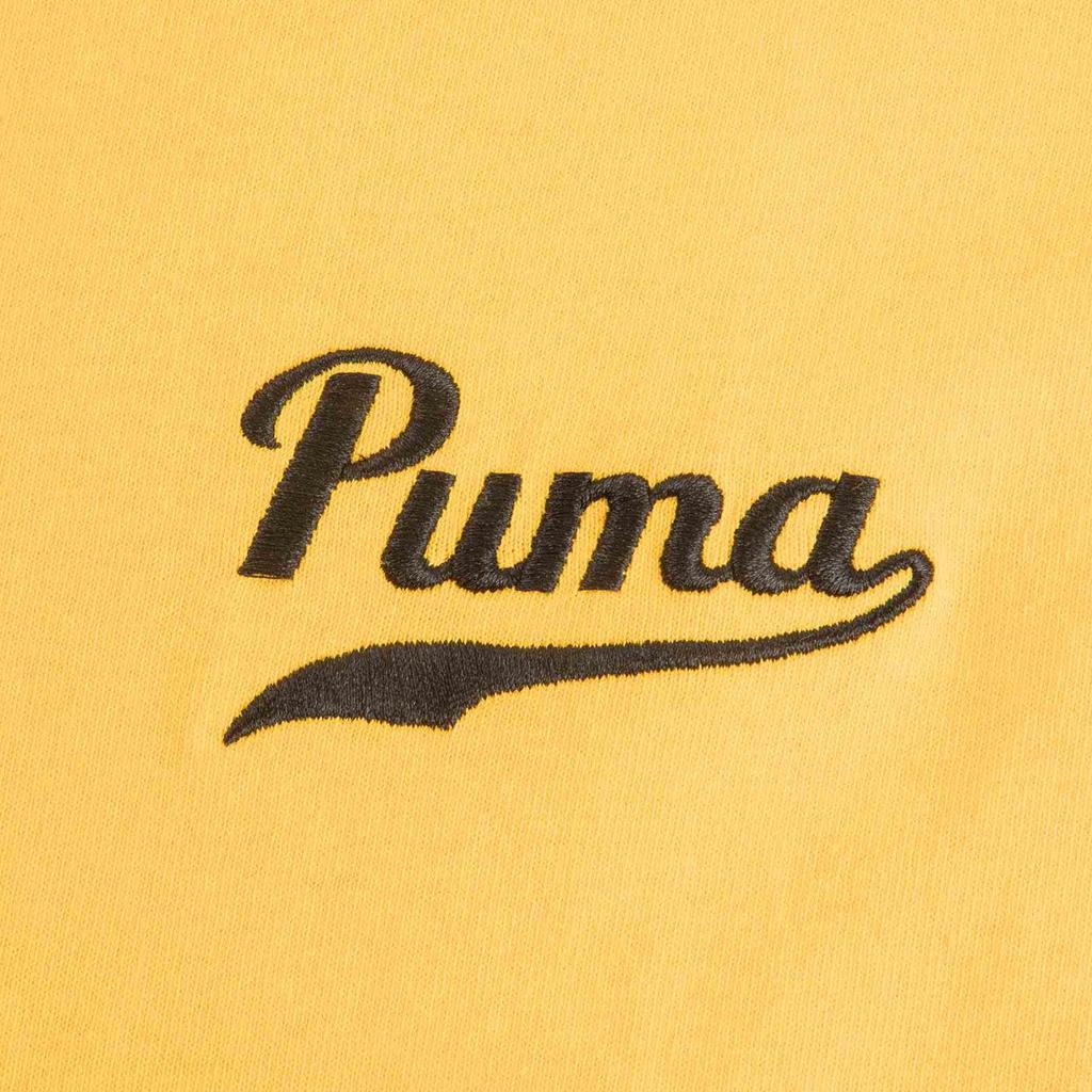 Puma Team Logo Tee Casual Round Neck Pullover Letter Logo Print Breathable Short Sleeve T-Shirt Men Tops Yellow 537874-85