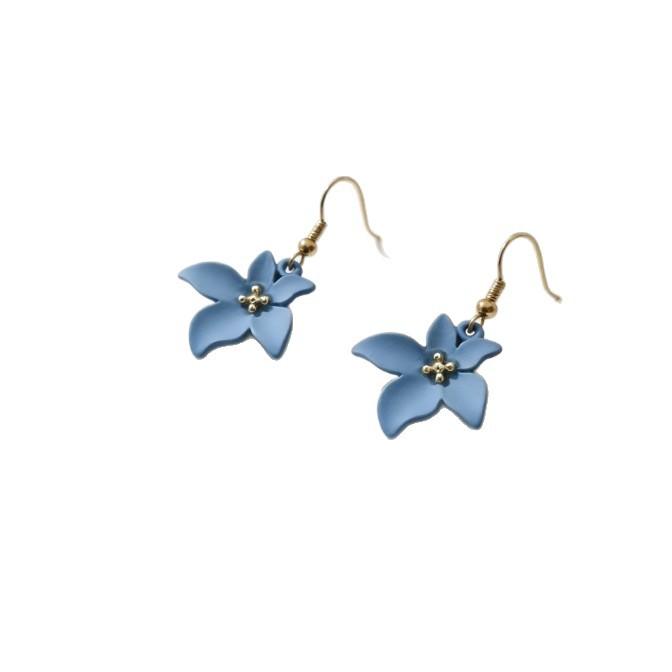 Gentle Haze Blue Flower Earrings Korean Fresh And Sweet Ear Hooks Niche Design Sense Daily Versatile Earrings