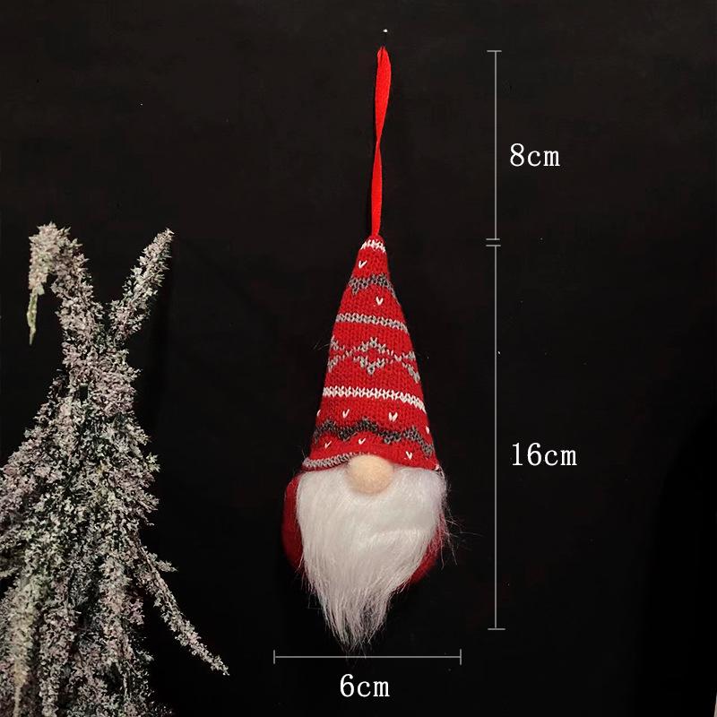 Gestrickter Weihnachtsgnom-Anhänger aus Wolle - Kleine gesichtslose Puppe zur Baumdekoration