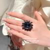 Spree Cornflower Gemstone Ring, Antique, 18K Gold Plated, Iris Purple Flower Large Carat Zircon Ring