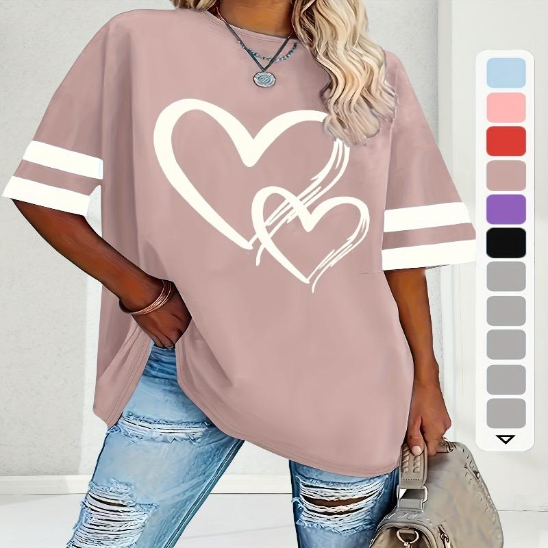Women's casual short-sleeved love elegant and comfortable pullover T-shirt