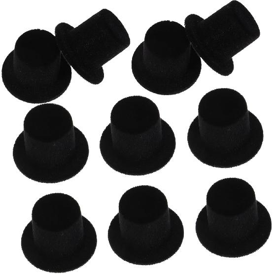 BESPORTBLE Mini Black Top Hats 20PCS Felt Wine Bottle Toppers Decoration Miniature Top Hats for DIY Craft Snowman Ornaments