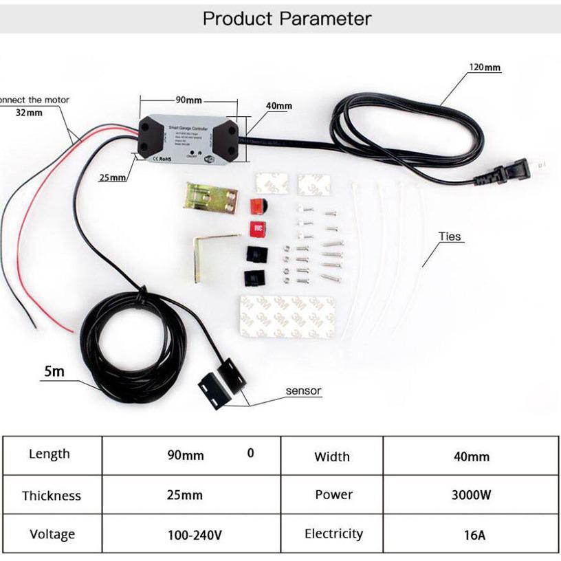 Controlador de Porta de Garagem WiFi Tuya