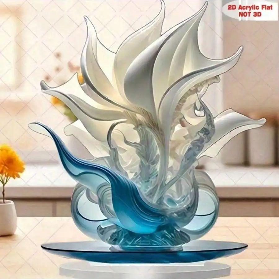 1 Stück elegante Lilienvase Heim- und Bürodekoration Ornamente, weiß und blau gestaltet Tischdekorationen