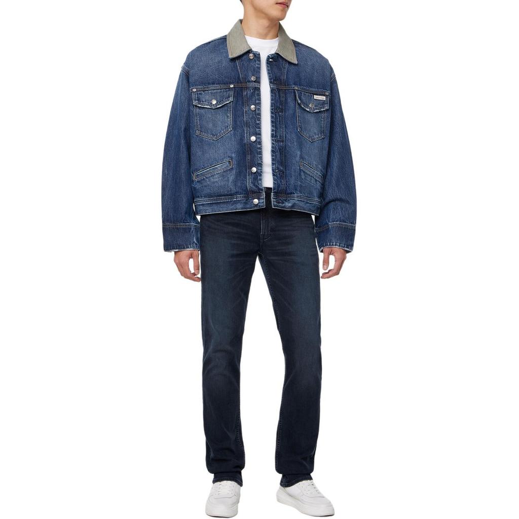 Calvin Klein 80s Casual Comfortable Simple Long Sleeve Denim Jacket Men jackets Dark-Blue 4RB990G-RG8