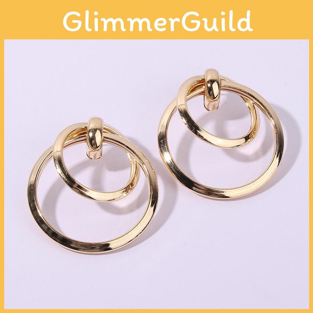 Gold Women Metal Earrings Geometric Shape Electroplated Fashion Looks Office