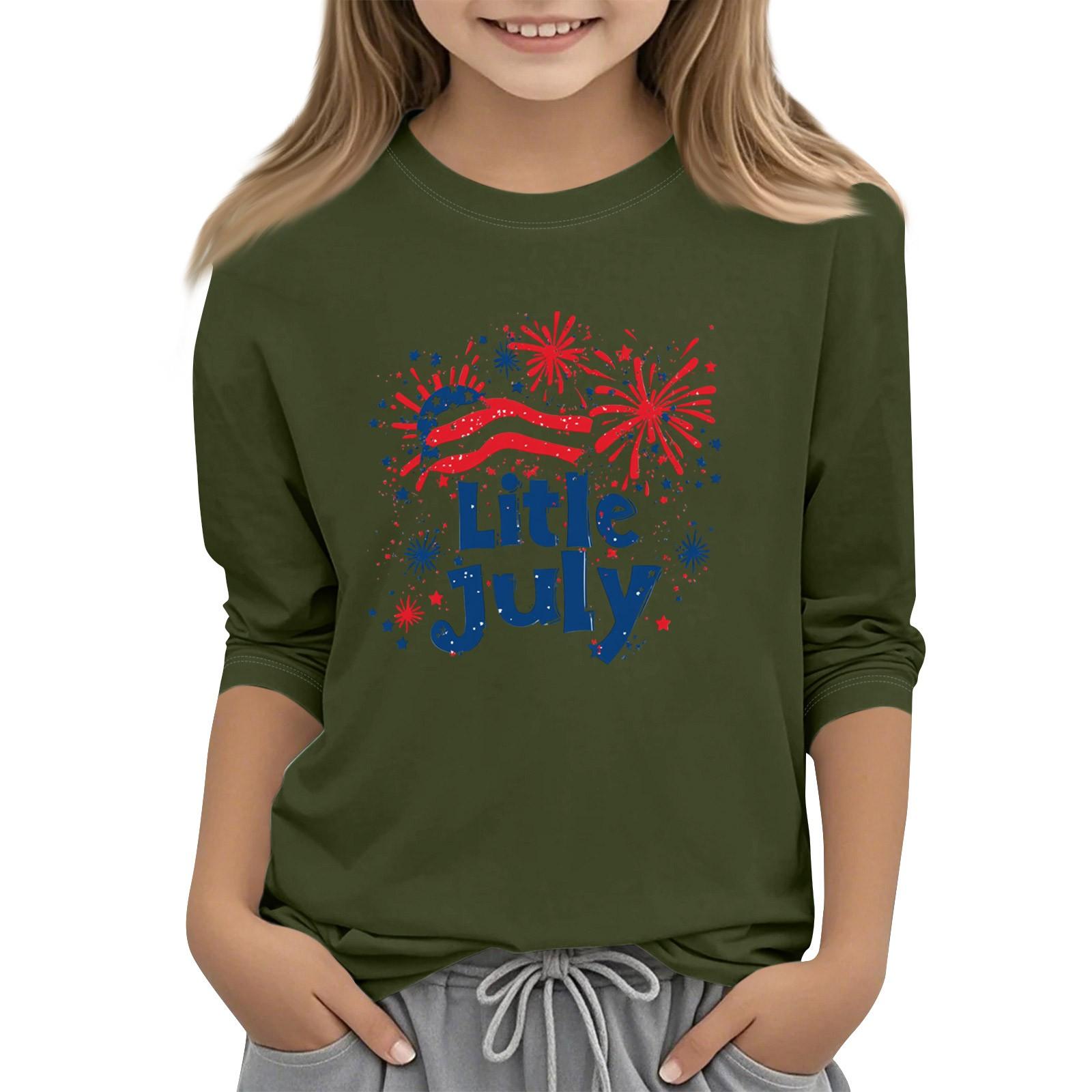 

Children s 3/4 Sleeve Independence Day Printed Round Neck Casual T-shirt 110