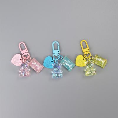 Dibujo Animado Bling Corazón Oso Animal Caramelo Llavero Anillo de Llaves Para Amigo Amantes Lindo Creativo Bolso Coche Caja de Auriculares Accesorios para Llaves