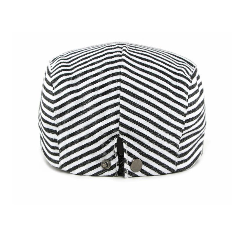 Navy Striped Cap Men Women Retro Beret British Cap Forward Cap