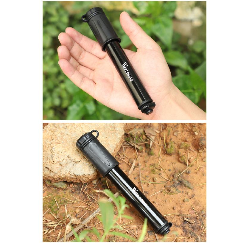 WEST BIKING Mini Bike Pump 100PSI Schrader Presta Valve MTB Road Cycling Pump Aluminum Alloy Bicycle Hand Air Pump Tire Inflator Mass Air Flow 3