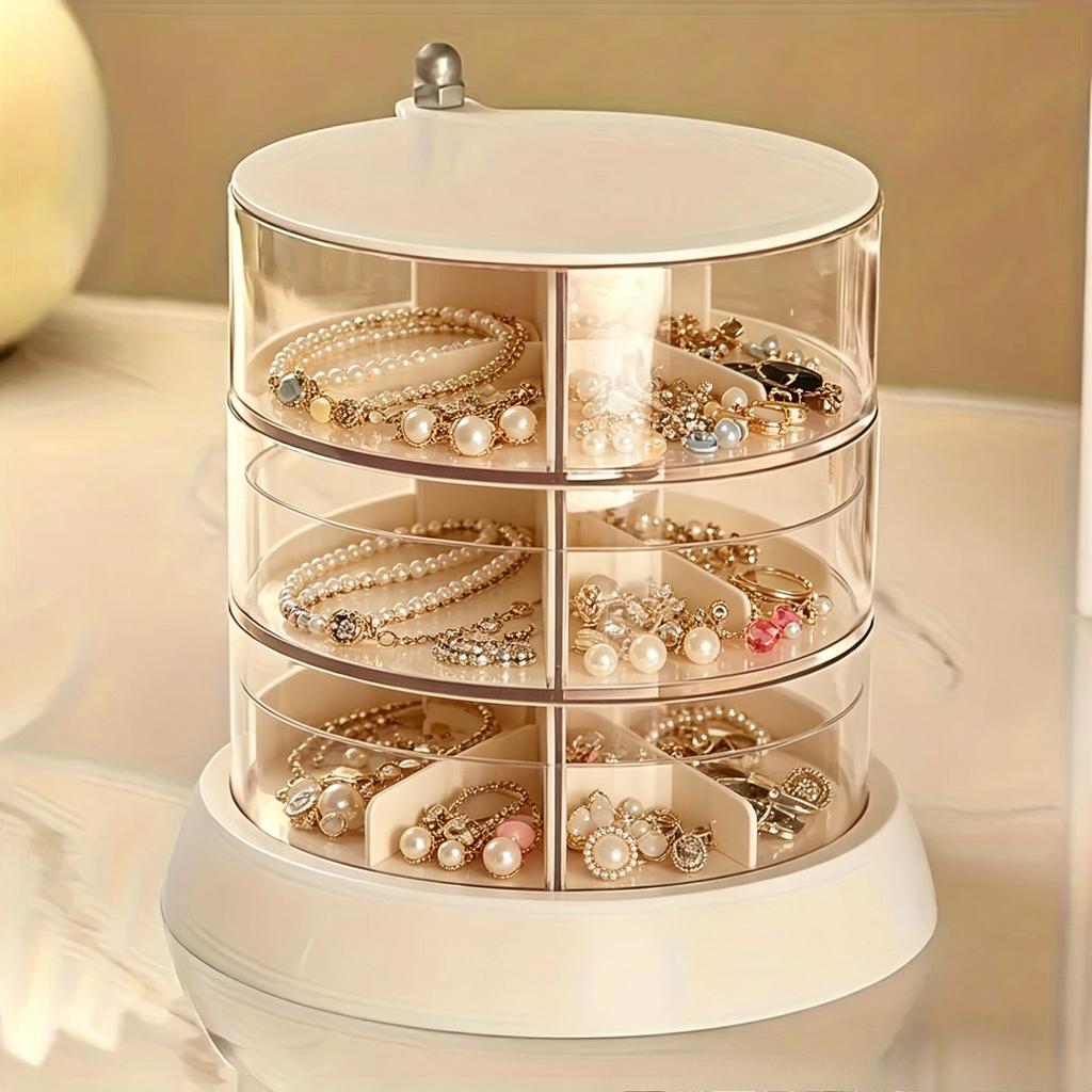 3/4/5-Layer Rotating Jewelry Organizer - Display Case for Necklaces, Earrings, Hair Rings & Makeup Storage Jewelry Boxes