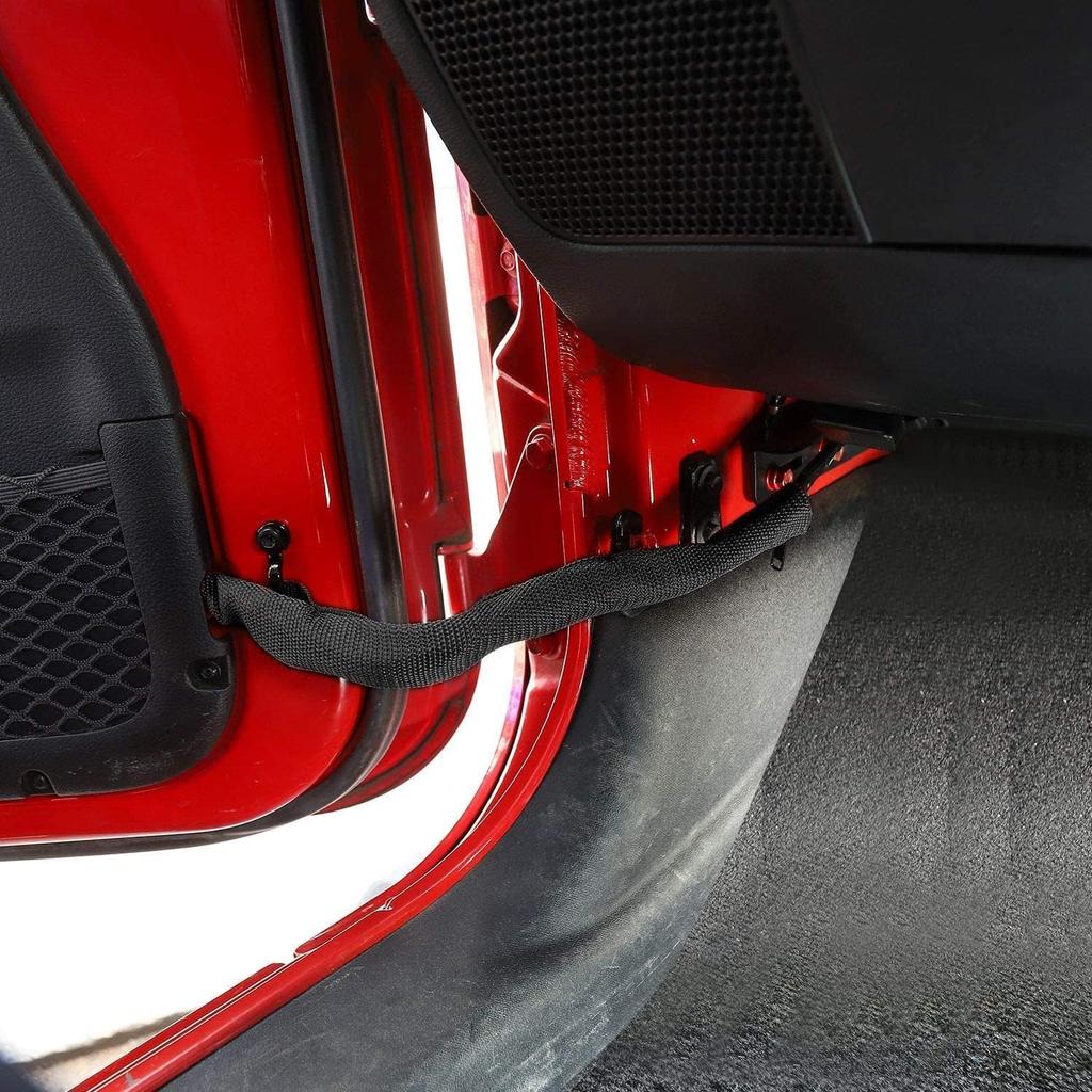 JeCar For Jeep Door Straps Heavy Duty Strong Door Limit Check Strap With Zipper For 2007-2024 Jeep Wrangler JK JKU JL JLU Gladiator JT (Black)