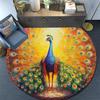 Peacock Round Area Rug,Carpet Rug for Living Room Bedroom Sofa Playroom Decor,Non-slip Floor Mat