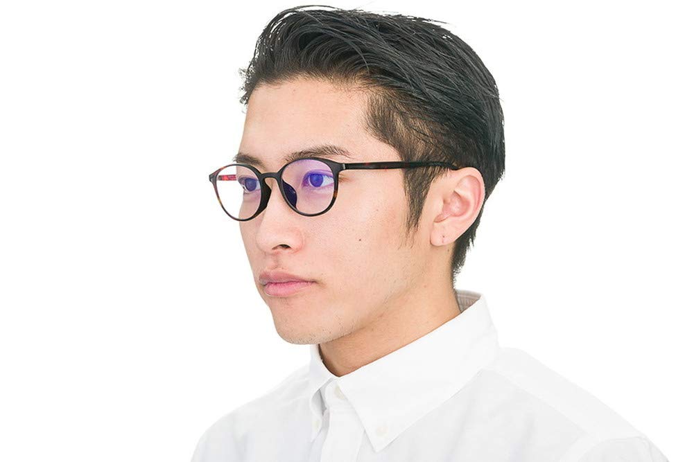 Zoff Lightweight PC Glasses with Demi PC ULTRA TYPE Light Blocking Approximately Clear Stylish Computer Glasses for Men and Women Boston-style (Brown