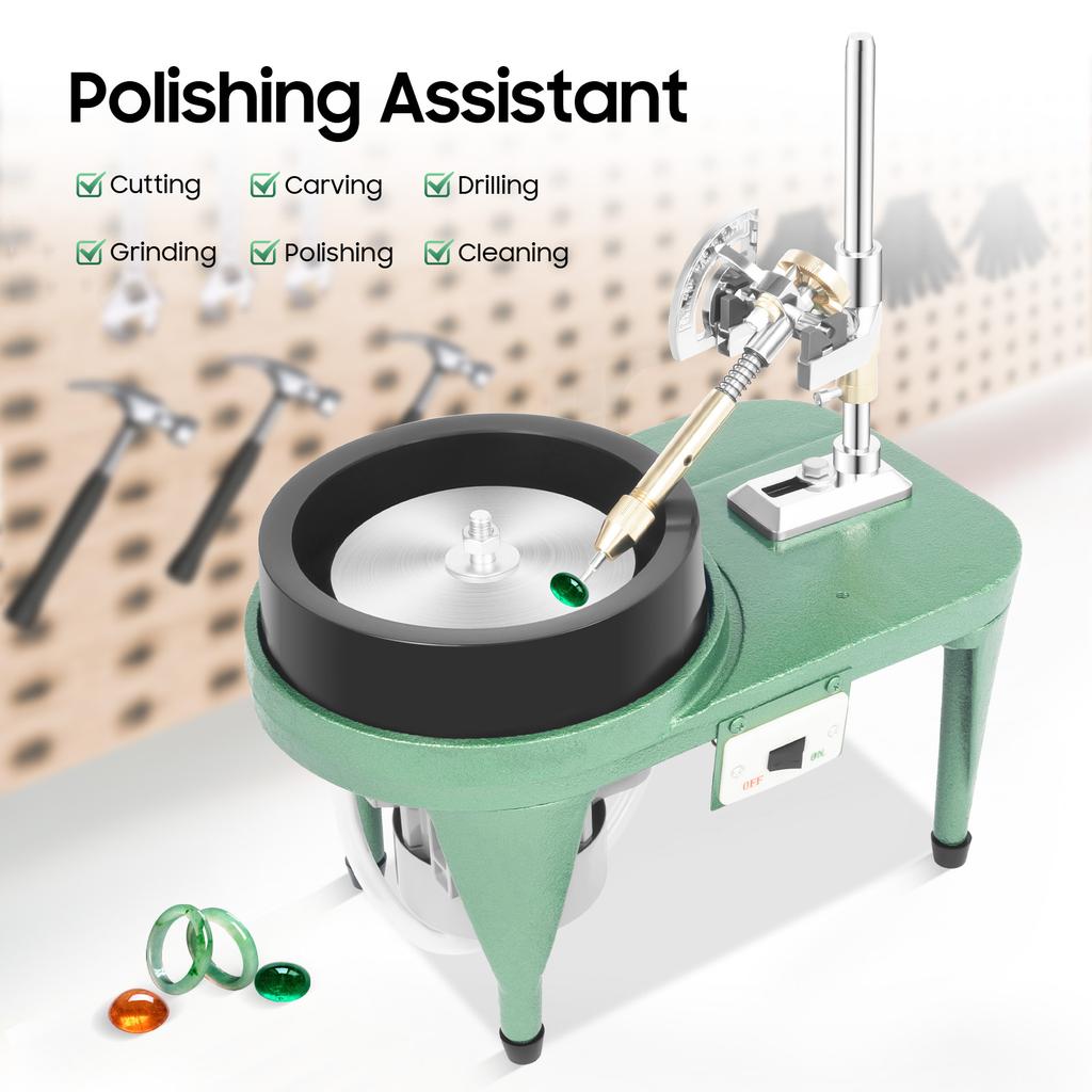 Gem Faceting Machine 180W Jade Grinding Polishing Machine Rock Polisher with Faceted Manipulator with 6 Inch Polishing Disc