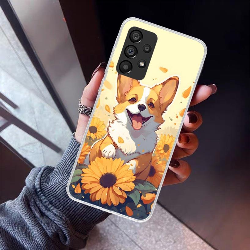 Cartoon Corgi Cute Dog Phone Case for Samsung Galaxy A15 A25 A35 A55 A14 A24 A34 A54 A13 A23 A33 A53 A12 A22 A32 A52 A05S A04S A