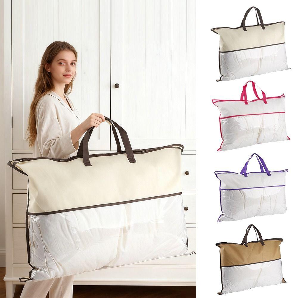 With Zipper Pillow Storage Bag Non-woven Tote Bag for Storing Pillows and Blankets