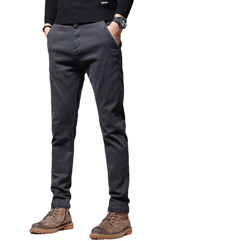 2023 Men's Autumn/Winter Thick Elastic Slim Fit Casual Business Pants